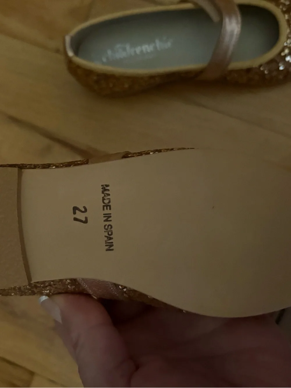 Girls' Glitter Gold Mary Jane Dress Shoes with Adjustable Strap